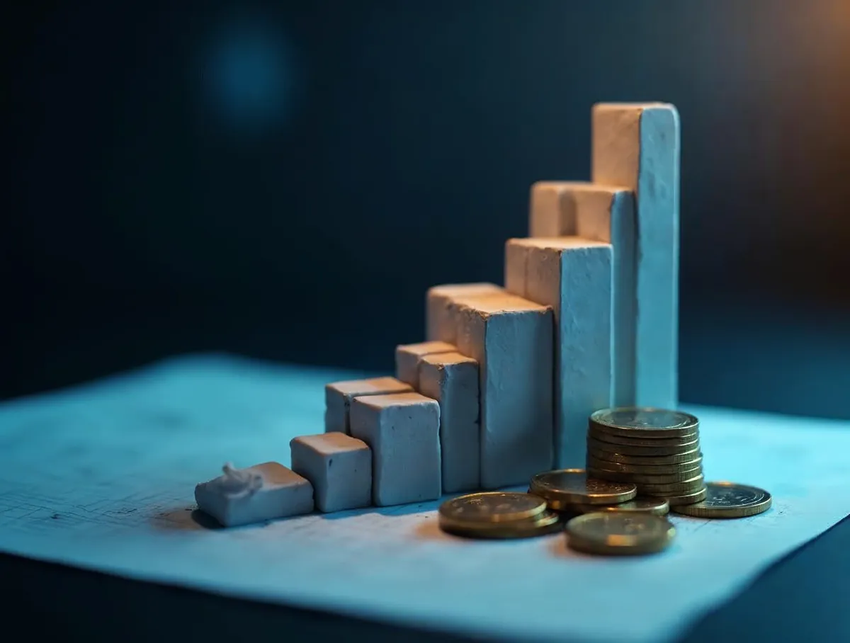 Gráfico de barras ascendente y monedas de euro: aumentar la facturación con telemarketing