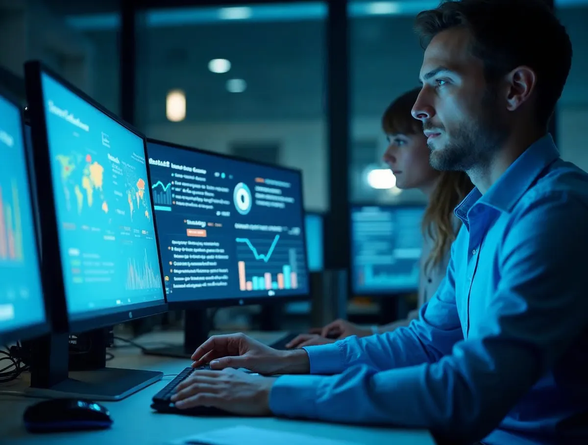 Analista midiendo KPIs y resultados de éxito de campaña de telemarketing