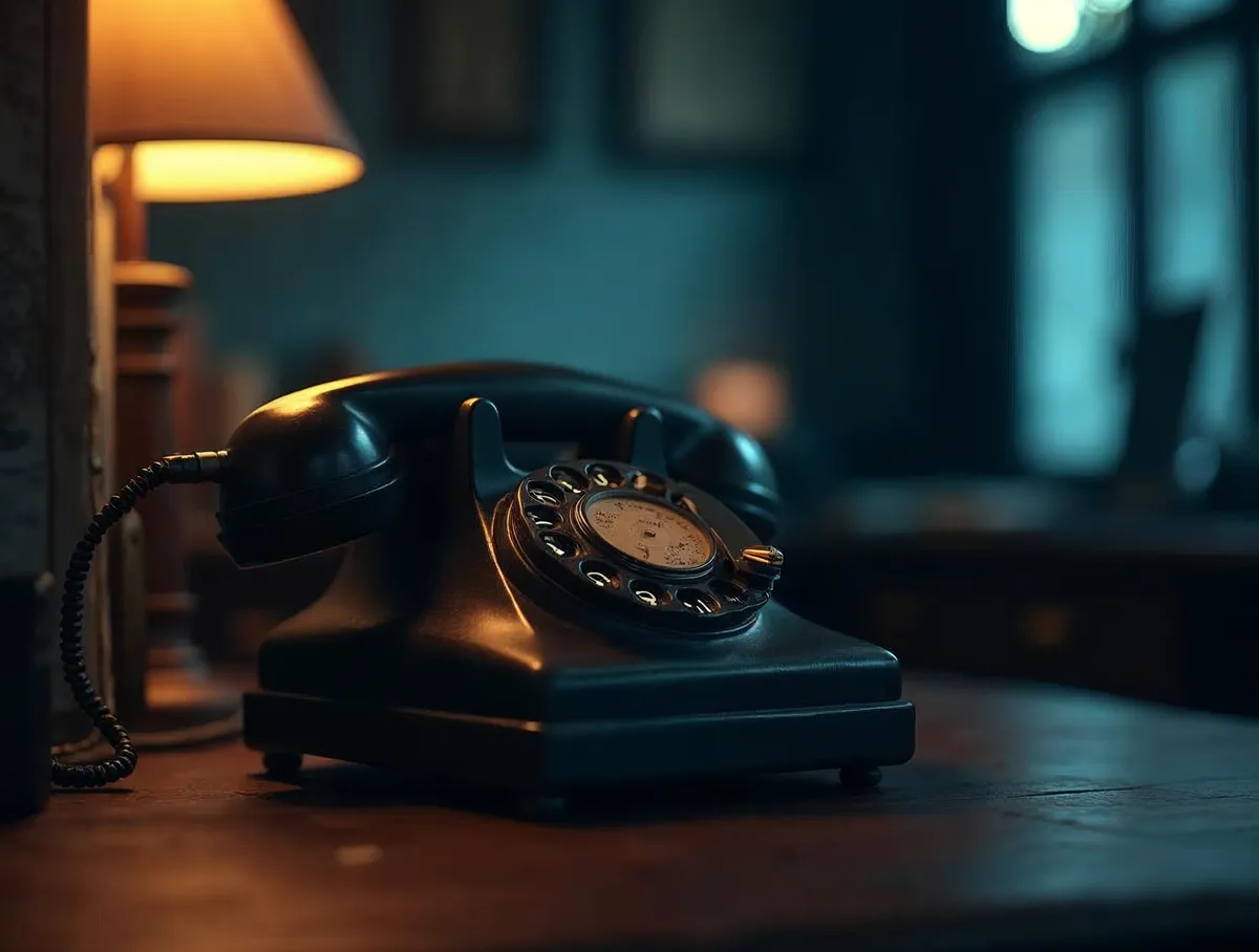 Teléfono antiguo de disco sobre un escritorio con luz cálida: historia del telemarketing