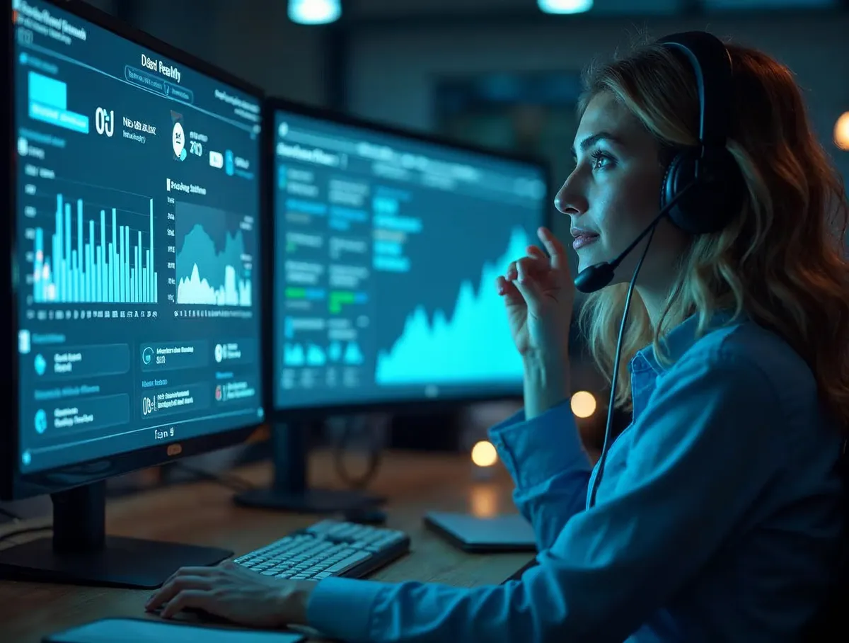 Agente de telemarketing actuando sobre retroalimentación de rendimiento en tiempo real