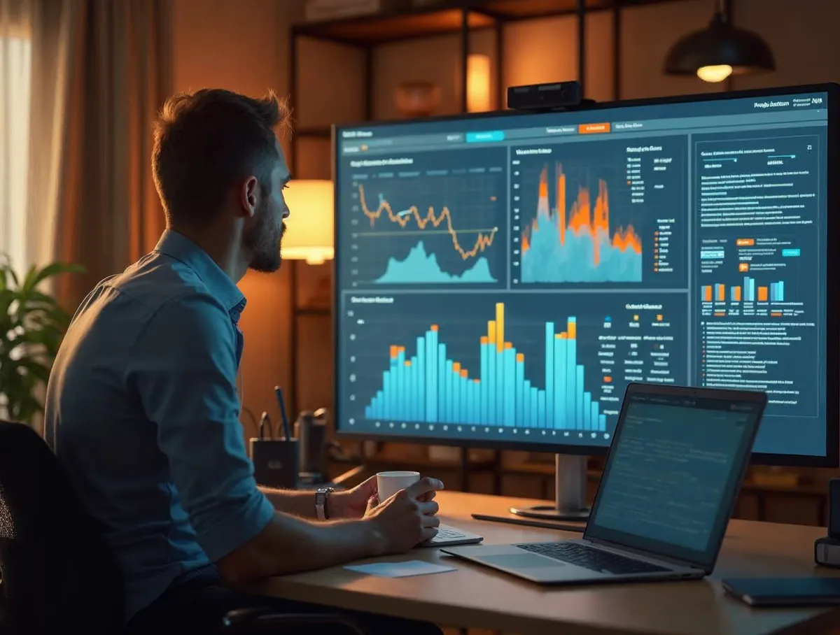 Ejecutivo analizando tendencias de relación con el cliente en dashboard de CRM moderno