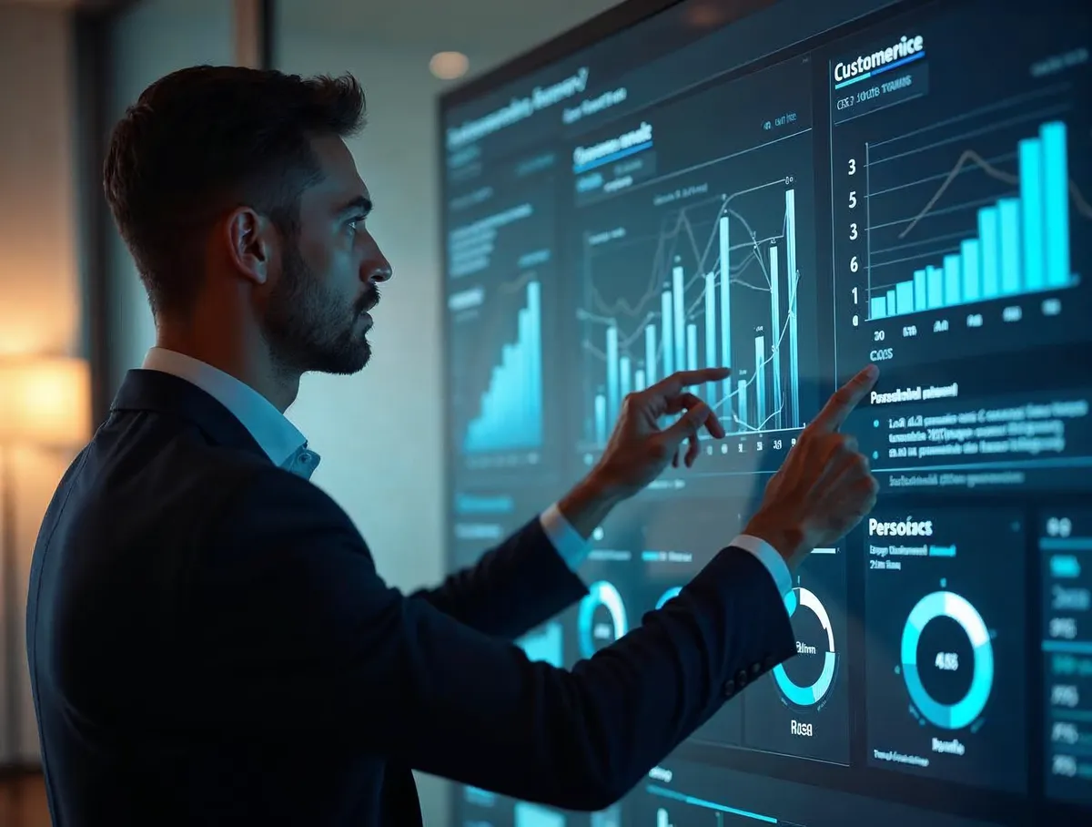 Director de experiencia del cliente analizando tendencias CX e insights en plataforma digital